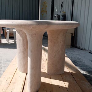 Elephant Leg Travertine Marble Coffee Table, Marble Coffee Table, Modern Minimalist Sculptural End Table, Handcrafted Stone Furniture