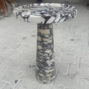 Calacatta Viola Marble Pedestal Side Table, Custom Calacatta Viola coffee Table, Minimal Sculptural End Table, Handcrafted Stone Furniture