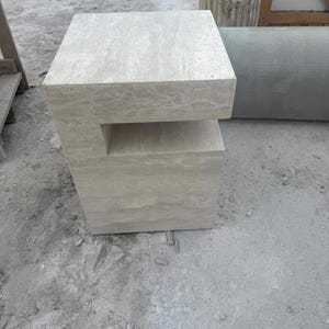 Handcrafted Beige Travertine Table, Natural Stone Coffee Table, Sculptural Side Table, Modern Minimalist Accent, Custom Furniture image 6