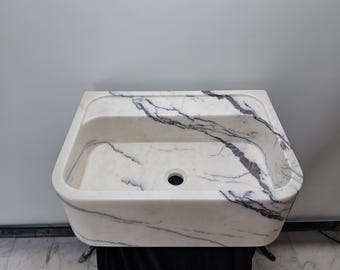 Handcrafted Lilac Marble Sink, Luxury Bathroom Basin, Natural Stone Washbasin, Elegant Vanity Sink,