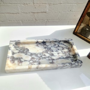 Handcrafted Calacatta Viola Style Marble Tray – Vanity Tray – Natural Stone Tray – Marble Gift – Luxury Home Decor – Next Day UK Delivery