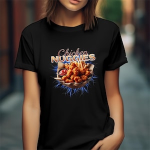-shirt Chicken Nuggies - T-shirt graphique drôle de restauration rapide | Cadeau pour chemise pépite de poulet | Chemise trucs bizarres | T-shirt pour amoureux du ranch | Cadeau pour lui ou elle