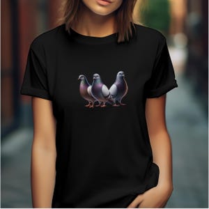 Funny Pigeon Shirt - Pigeon Trio Tee for Bird Lovers | Crazy Bird Lady Gift | Respect the Locals Pigeon T-Shirt | Gift for Her or Him