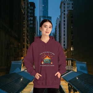 Dumpster Fire Sweatshirt | This Little Light of Mine I&#39;m Gonna Let It Shine | Emotional Dumpster Fire Hoodie | Mental Health Long Sleeve Tee