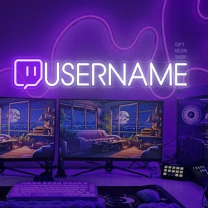 Twitch Username Neon Sign – Custom LED Name Sign for Streamers – Personalized Gamer Light for Streaming Setup & Gaming Room Decor