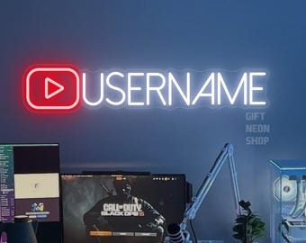 Letrero de neón personalizado con nombre de usuario de YouTube: Regalo para YouTubers, Regalo para streamers