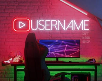 Letrero de neón personalizado para nombre de usuario de YouTube: Letrero con nombre de canal, Fondo para streamers