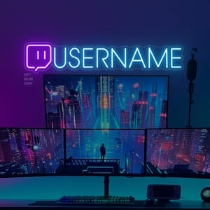 Twitch Username Neon Sign – Custom LED Gamer Tag Light – Personalized Streamer Neon for Gaming Room Setup & Gift for Him or Boyfriend