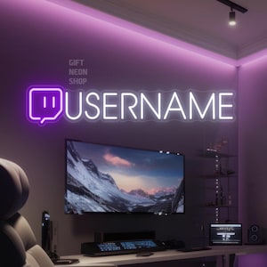 Twitch Username Neon Sign – Custom LED Name Sign for Streamers – Personalized Gamer Tag Light for Streaming Setup & Room Decor