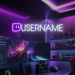 Custom Twitch Neon Light Sign – Personalized Gamer Tag LED Light - Game Room Decor - Gifts For Him - Stream Background - Username Neon Sign