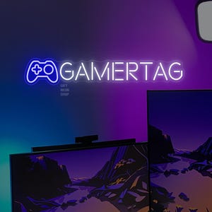 Gamertag Neon Sign – Custom LED Gamer Tag Light for Gaming Room Wall – Personalized Neon Sign Gift for Him, Boyfriend or Stream Setup