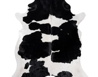 Black and White Genuine Cowhide Rugs Panda Print - Natural Hair On Rug for Living Room & Bedroom