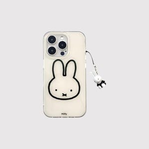 Miffy Bunny Handyhülle | Niedliche Kawaii Cartoon iPhone Hülle | Weiche TPU Stoßfeste Hülle mit Charm für iPhone 15 14 13 12 11 Pro Max