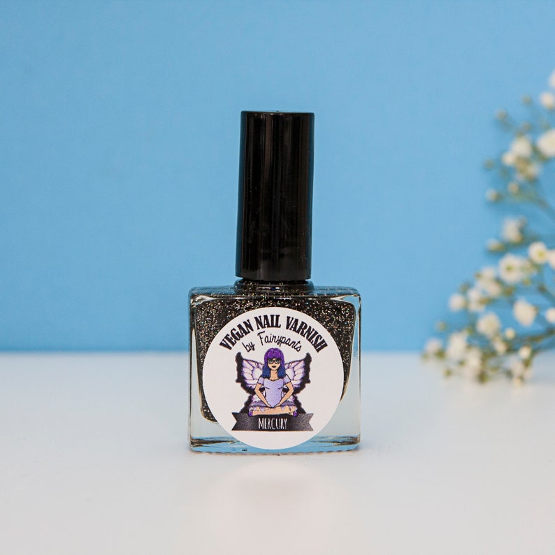 Black Nail Varnish Holographic Cruelty Free 5 Free Indie Etsy UK