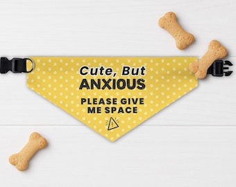 Cute But Anxious Dog Bandana: Yellow Nervous Pet Collar