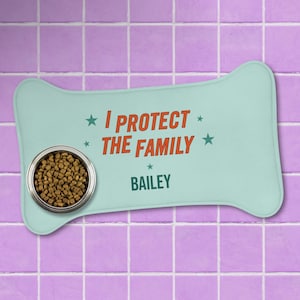 Protect the Family Dog Feeding Mat: Personalized Showgirl Pet Placemat