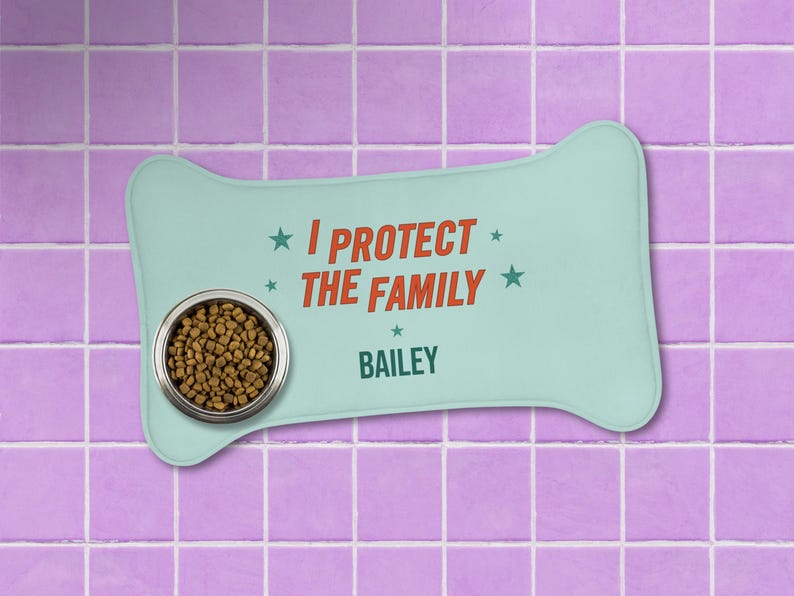 Protect the Family Dog Feeding Mat: Personalized Showgirl Pet Placemat