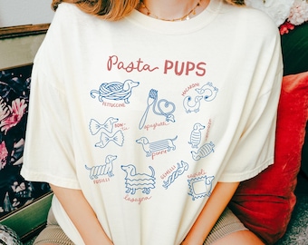 Funny Pasta Dachshund Comfort Colors Shirt: Italian Foodie Wiener Dog Vintage Graphic Tee