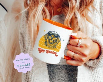 Stay Golden Retriever Mug: Colorful Retro Dog Lover Coffee Cup