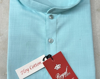 Kurta celeste per uomo; pigiama Kurta da uomo con colletto cinese; set Kurta per bambini; abiti da sposa indiani per uomo; abbigliamento tradizionale indù indiano
