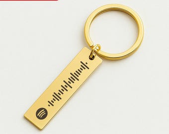 Custom Spotify Code Keychain, Personalised Music Keyring Gift, Engraved Song Keychain for Him or Her, Boyfriend Birthday Gifts, Music Lovers