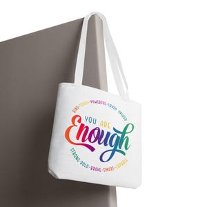 Sustainable Tote Bag, Reusable Shopping Bag, Eco-Friendly Grocery Bag, Canvas Tote Bag, Enough Tote Bag for Women