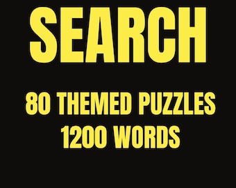 Word Search Puzzle | 80 Themed Puzzle Pages for Kids and Adults | Includes Solutions | Digital | Printable Pages | Instant Download PDF
