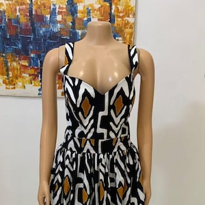 Vestido largo Ankara sin mangas: vestido de noche bohemio con estampado africano