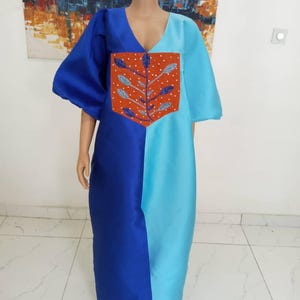 African bubu dress, Two tone bubu dress, Jalabiya, Kaftan Dress for Women, Mikado Bubu, Rich Aunty, Nigerian Bubu, Free Dress