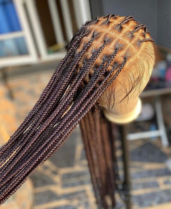 Handmade Knotless Box Braided Wig: Full Lace, Lightweight - Etsy display picture 1