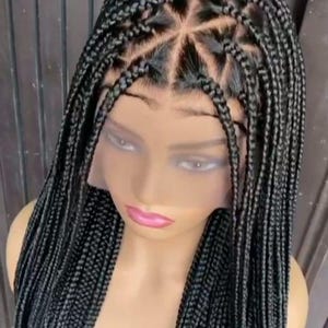 Full Lace Braided Wig, Long Box Braids Wig, Handmade Knotless Box Braids Wig, Natural Look Lace Wig, Extra Long Braided Wig, Synthetic Wig