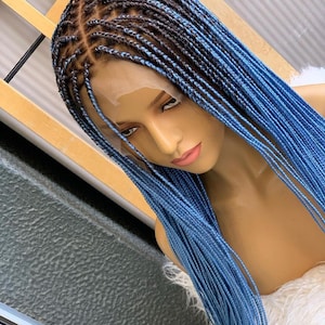Braided Lace Front Wig, Micro Braided Wig, Box Braids Wig, Handmade Braided Wig for Black Women, Long Braided Wig