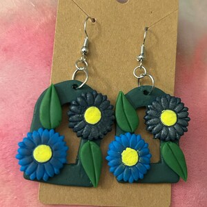 Polymer clay Earrings | Floral Earrings | Spring Jewelry | Mother’s Day Gift | Dangle Earrings | Garden theme Jewelry | Gift for Her | Blue