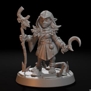 Waldzwerg Zauberin Abenteurer | D&D Miniatur | Held / Spielercharakter | Unbemalt oder Bemalt als Auftragsarbeit | AG