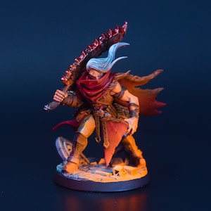 Human Demon Hunter | Painted Miniature for DnD | Hero / Player Character - Medium | Fire-Lit Blood Hunter / Fighter | Minis for DMs