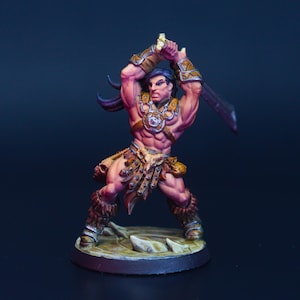Human Barbarian | Painted Miniature for DnD | Hero / Player Character - Medium | Two-Handed Fighter / Warrior | Minis for Dungeon Masters
