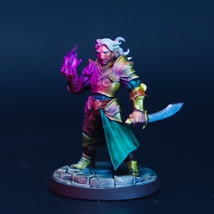 Elf Shadow Warlock | Painted Miniature for DnD | Hero / Player Character - Medium | Void Mage / Dark Sorcerer / Spellcaster | Minis for DMs