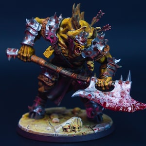 Gladiator Minotaur | Malowana figurka do DnD | Wrogi brutalny boss - duży | Krwawa figurka Minotaura Beastmena | Pathfinder Dungeon TTRPG