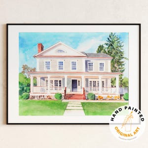 Cuadro de casa pintado a mano personalizado, casa de acuarela, regalo de inauguración de la casa, letrero de nuestro primer hogar, letrero de hogar dulce hogar, regalo del primer hogar, regalo de agente inmobiliario