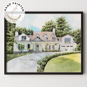 Benutzerdefiniertes handgemaltes Hausporträt, kundenspezifische Hausmalerei, Housewarminggeschenk, unser erstes Hauszeichen, Haus-Schatzhauszeichen, Aquarellhaus