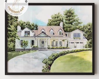Custom Hand-Painted Home Portrait,Custom House Painting, Housewarming Gift,Our First Home Sign, Home Sweet Home Sign, Watercolor Home