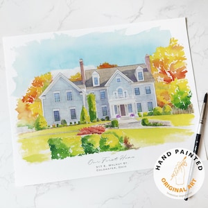 100% Hand-Painted House Painting,Custom Watercolor Home,Housewarming Gift,Our First Home Sign,Home Sweet Home Sign,First Home Gift image 7