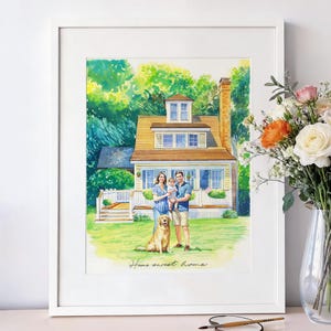Custom Hand-Painted House Painting,Watercolor Home,Housewarming Gift,Our First Home Sign,Home Sweet Home Sign,First Home Gift
