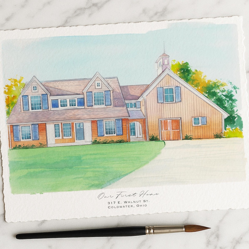 100% Hand-Painted House Painting,Custom Watercolor Home,Housewarming Gift,Our First Home Sign,Home Sweet Home Sign,First Home Gift image 5