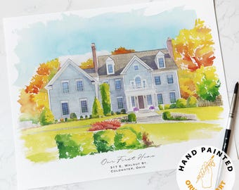 Hand-Painted House Painting,Custom Watercolor Home,Housewarming Gift,Our First Home Sign,Home Sweet Home Sign,First Home Gift,Realtor Gift