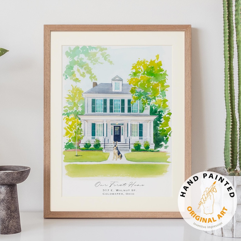 100% Hand-Painted House Painting,Custom Watercolor Home,Housewarming Gift,Our First Home Sign,Home Sweet Home Sign,First Home Gift image 4