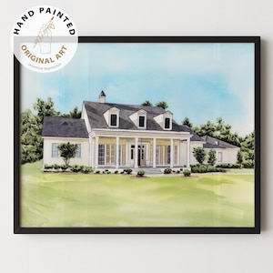 Handgemaltes Hauptporträt, individuelle Hausmalerei, Housewarminggeschenk, unser erstes Hauszeichen, Haus-Schatzsachenzeichen, Aquarellhaus, Maklergeschenk