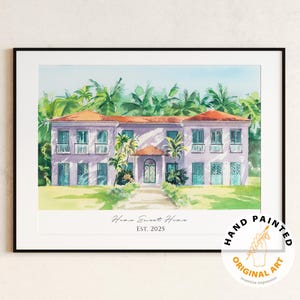 100% Hand-Painted House Painting,Custom Watercolor Home,Housewarming Gift,Our First Home Sign,Home Sweet Home Sign,First Home Gift image 3