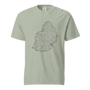 Mauritius locations map T-shirt - unisex - inner grey letters