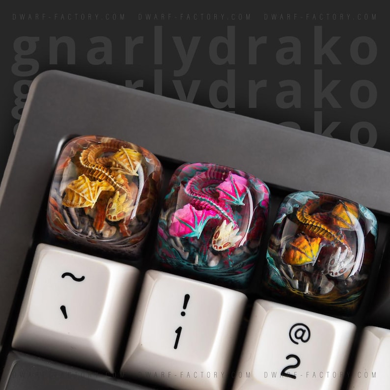 Handmade Resin Dragon Artisan Keycap – Gnarly Drakon, SA R1 Profile image 7